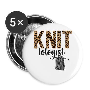 Knitting Knitter Leopard Cheetah - Buttons groß 56 mm (5er Pack) - Weiß - Vorne