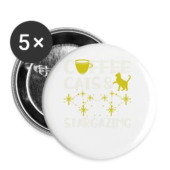 Stargazer Gift Kosmologie Stargazing - Buttons groß 56 mm (5er Pack) - Weiß - Vorne