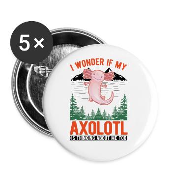 Axolotl Queue Cadeau Amphibien Axolotl - Lot de 5 grands badges (56 mm) - blanc - Devant