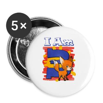 Ich Bin 3 Fuchs - Buttons groß 56 mm (5er Pack) - Weiß - Vorne