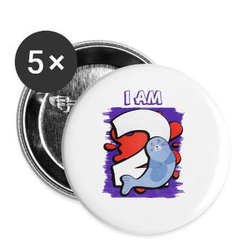 Ich Bin 2 Robbe - Buttons groß 56 mm (5er Pack) - Weiß - Vorne
