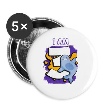 Ich Bin 3 Robbe - Buttons groß 56 mm (5er Pack) - Weiß - Vorne