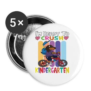 Kindergartenkind Kindergarten Geschenk - Buttons groß 56 mm (5er Pack) - Weiß - Vorne