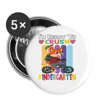 Kindergarten Child Kindergarten Gift - Buttons large 2.2''/56 mm (5-pack) - white - Front