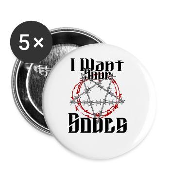 Satan Belzébuth Diable Gothique Pentagramme Mystique - Lot de 5 grands badges (56 mm) - blanc - Devant