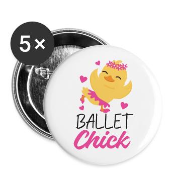 Ballet Dancer Dance Girl Ballerina - Buttons large 2.2''/56 mm (5-pack) - white - Front