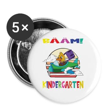 Kindergartenkind Hallo Kindergarten Ich Komme - Buttons groß 56 mm (5er Pack) - Weiß - Vorne