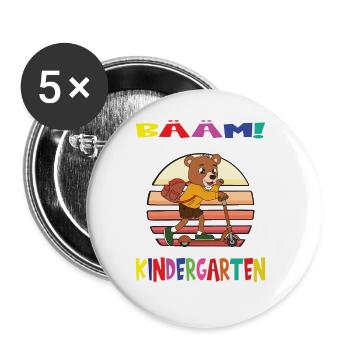 Kindergartenkind Hallo Kindergarten Ich Komme - Buttons groß 56 mm (5er Pack) - Weiß - Vorne