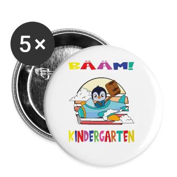 Kindergartenkind Hallo Kindergarten Ich Komme - Buttons groß 56 mm (5er Pack) - Weiß - Vorne