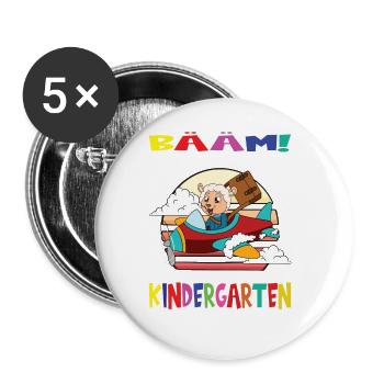 Kindergartenkind Hallo Kindergarten Ich Komme - Buttons groß 56 mm (5er Pack) - Weiß - Vorne