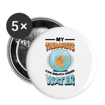Fun fish keeping, fish keepers - Buttons large 2.2''/56 mm (5-pack) - white - Front