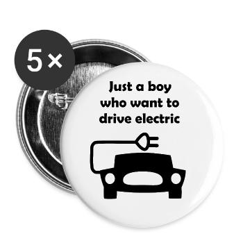The electric cars - Buttons large 2.2''/56 mm (5-pack) - white - Front