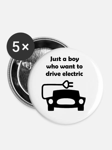 Die elektrischen Autos - Buttons groß 56 mm (5er Pack) - Weiß