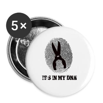 Gartenarbeit Its In My Dna - Buttons groß 56 mm (5er Pack) - Weiß - Vorne