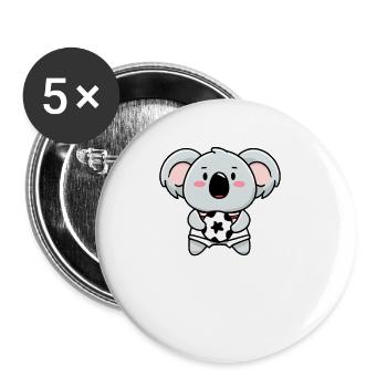 Handball Koala Tshirt Fußball - Buttons groß 56 mm (5er Pack) - Weiß - Vorne
