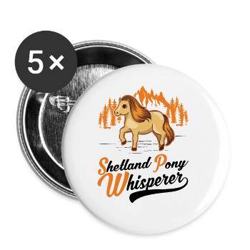 Shetland Pony Flüsterer Shetland Pony Whisperer - Lot de 5 grands badges (56 mm) - blanc - Devant