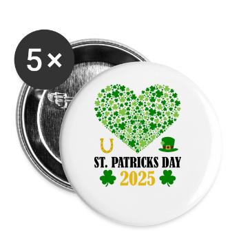 St Patricks Day Accessories Ireland Shamrock Decoration - Buttons large 2.2''/56 mm (5-pack) - white - Front