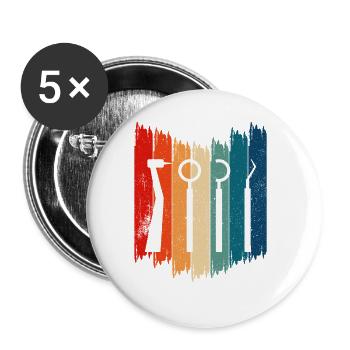 Retro Dentist Vitage Dentist Tools - Buttons groß 56 mm (5er Pack) - Weiß - Vorne