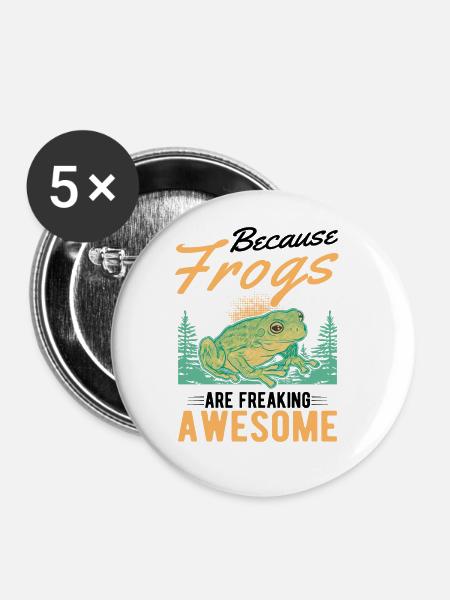 Frosch Geschenk Laubfrosch - Buttons groß 56 mm (5er Pack) - Weiß