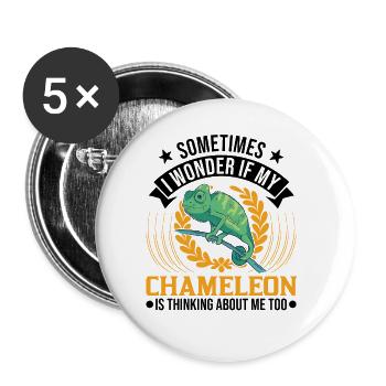 Chameleon Gift Chameleon - Buttons large 2.2''/56 mm (5-pack) - white - Front