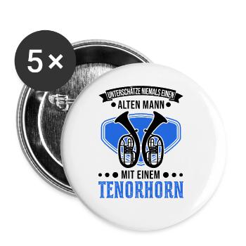 Tenorhorn Alter Mann Tenorhornist Tenorhornspieler - Buttons groß 56 mm (5er Pack) - Weiß - Vorne