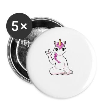 Cartoon Einhorn zeigt Ich Liebe Dich - Buttons groß 56 mm (5er Pack) - Weiß - Vorne