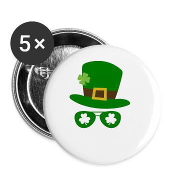 Accessoires de la Saint-Patrick Irlande Shamrock Décoration - Lot de 5 grands badges (56 mm) - blanc - Devant