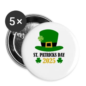 Accessoires de la Saint-Patrick Irlande Shamrock Décoration - Lot de 5 grands badges (56 mm) - blanc - Devant
