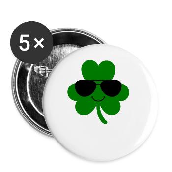 Accessoires de la Saint-Patrick Irlande Shamrock Décoration - Lot de 5 grands badges (56 mm) - blanc - Devant