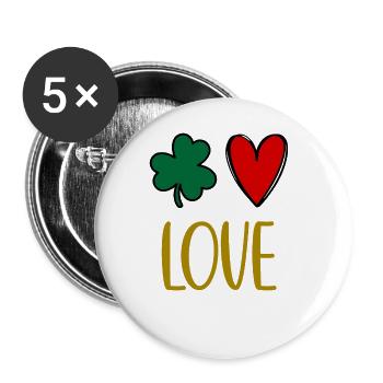 Accessoires de la Saint-Patrick Irlande Shamrock Décoration - Lot de 5 grands badges (56 mm) - blanc - Devant