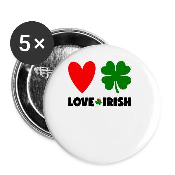 St Patricks Day Accessoires Ireland Shamrock Deko - Buttons groß 56 mm (5er Pack) - Weiß - Vorne