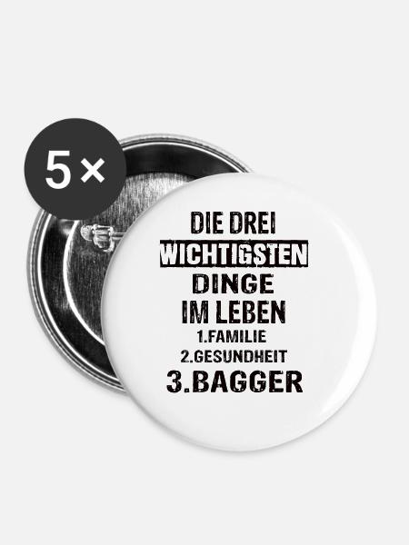 Bagger - Buttons groß 56 mm (5er Pack) - Weiß