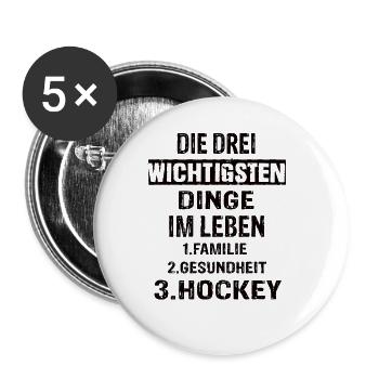 Hockey - Buttons groß 56 mm (5er Pack) - Weiß - Vorne
