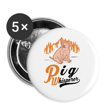Pigs Whisperer Gift Farmer Pig - Buttons large 2.2''/56 mm (5-pack) - white - Front