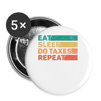 Saison des impôts Journée de l’impôt sur les dons de comptables CPA - Lot de 5 grands badges (56 mm) - blanc - Devant