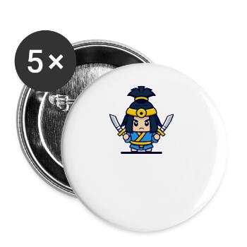 Samurai Japan Japanese fighter - Buttons large 2.2''/56 mm (5-pack) - white - Front