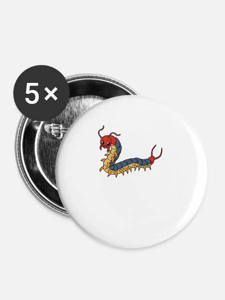 Kawaii Tausendfüßer - Buttons groß 56 mm (5er Pack) - Weiß