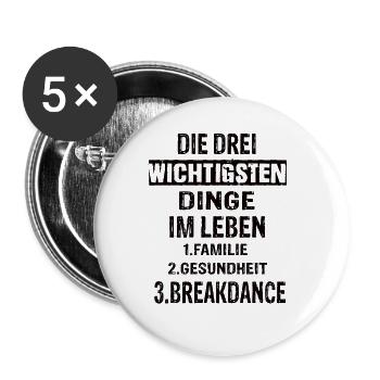 Breakdance - Buttons groß 56 mm (5er Pack) - Weiß - Vorne