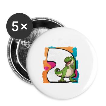 2. Geburtstag - Buttons groß 56 mm (5er Pack) - Weiß - Vorne