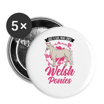 Just a girl who loves Welsh Ponies - Buttons groß 56 mm (5er Pack) - Weiß - Vorne