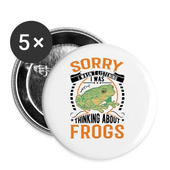 Grenouille cadeau Rainette - Lot de 5 grands badges (56 mm) - blanc - Devant