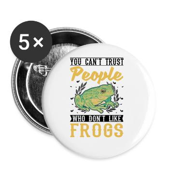 Grenouille cadeau Rainette - Lot de 5 grands badges (56 mm) - blanc - Devant