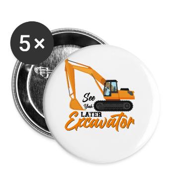 Excavator Driver Excavator Driving License Retro Excavator - Buttons large 2.2''/56 mm (5-pack) - white - Front
