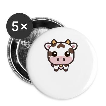 Süße Kawaii Kuh - Buttons groß 56 mm (5er Pack) - Weiß - Vorne
