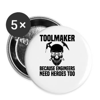 Problèmes de tolérance des mécaniciens du CNC - Lot de 5 grands badges (56 mm) - blanc - Devant