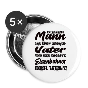 Eisenbahner - Buttons groß 56 mm (5er Pack) - Weiß - Vorne