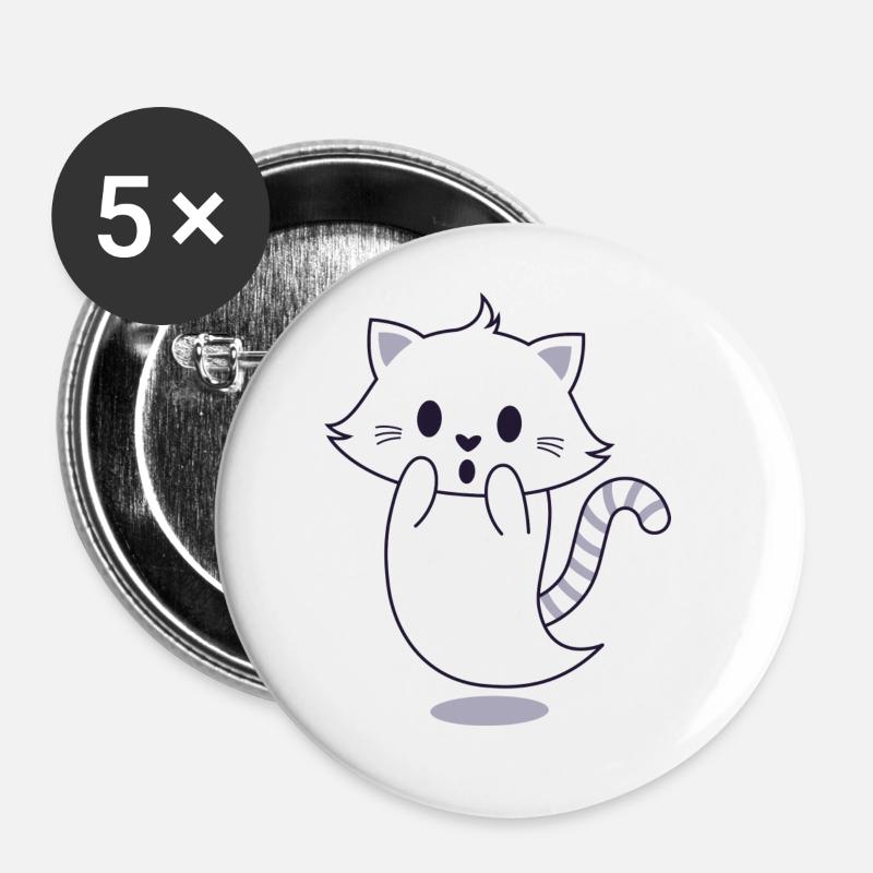 Cat spirit - Buttons large 2.2''/56 mm (5-pack) - white