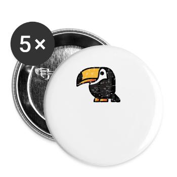 Kawaii Tukan Paradiesvogel Design - Niedliche - Buttons groß 56 mm (5er Pack) - Weiß - Vorne