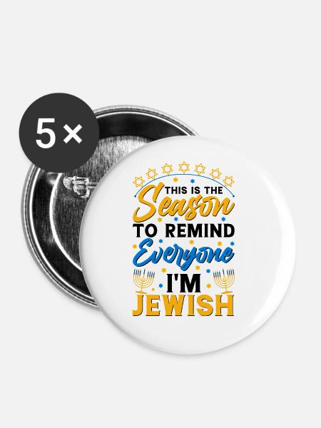 Hanukkah - Buttons groß 56 mm (5er Pack) - Weiß