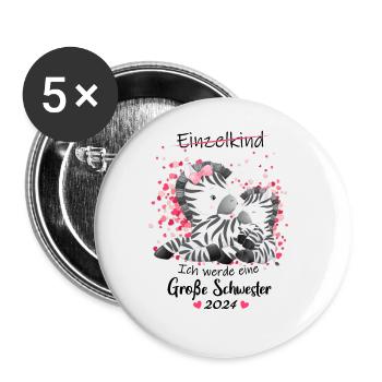 Ich Werde Eine Große Schwester 2024 - Buttons groß 56 mm (5er Pack) - Weiß - Vorne